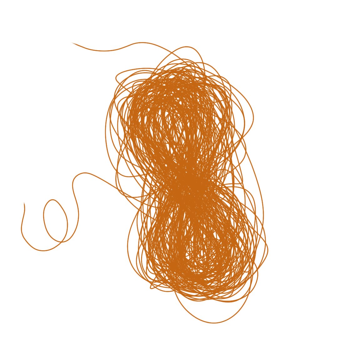 A skien of super-fine, orange yarn.